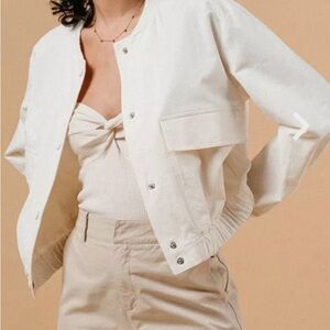 Grace & Mila Women's Cream Bomber Jacket